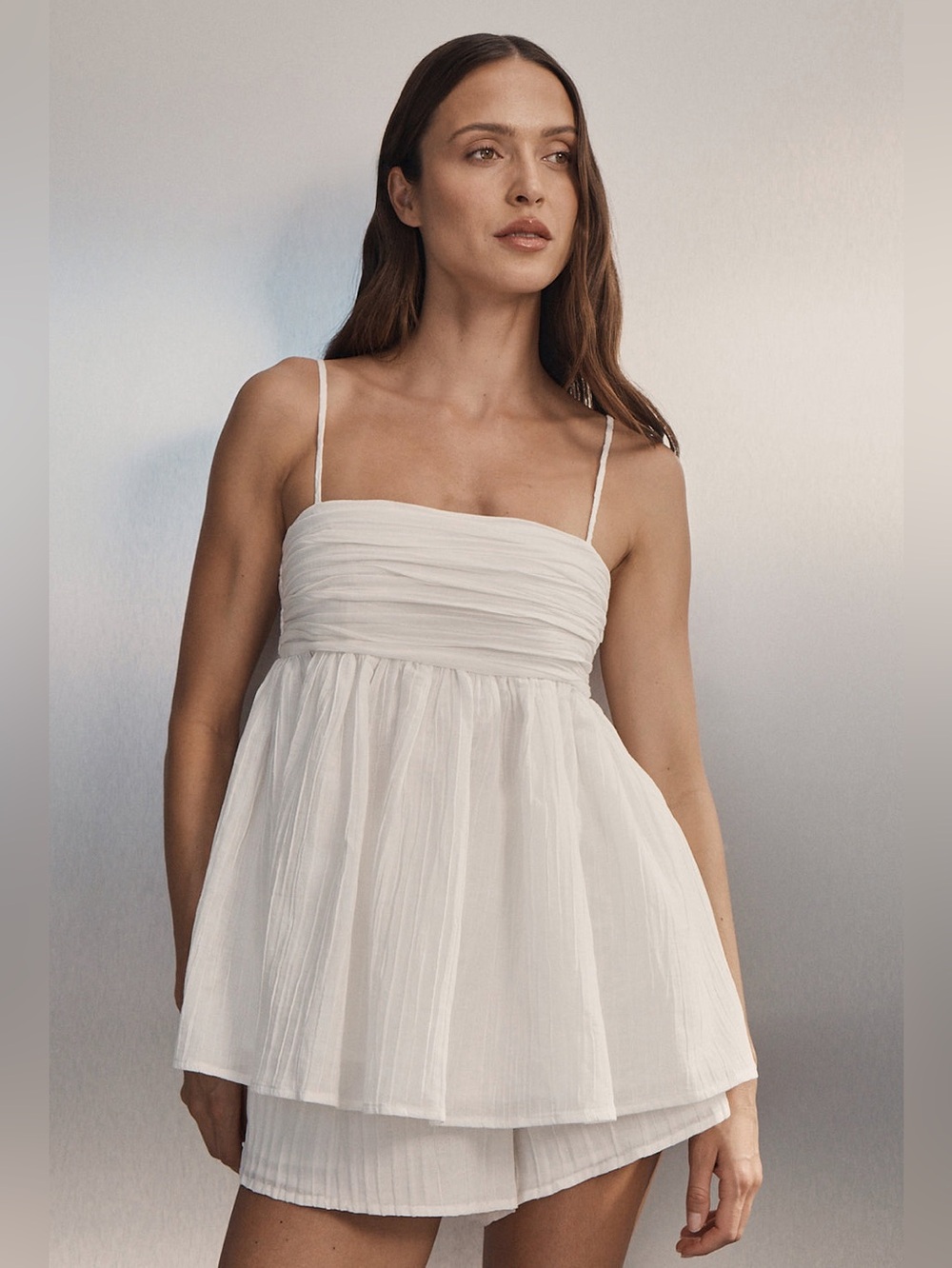 NWT DISSH Casey Ivory Crinkle Ramie Top Square Neck Cami US 6 - Picture 11 of 11